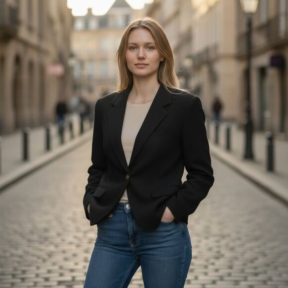 Italian Fabric Wool Cashmere Blazer | European Made | Late 90s | Size 12 - Picture 3 of 16